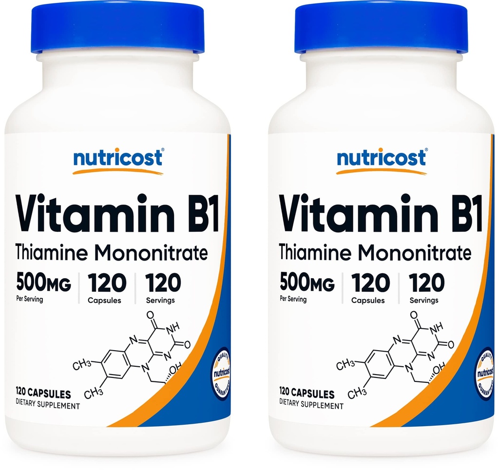 Nutricost Vitamin B1 (Tiamin) 500 mg, 120 kapsul (2 steklenici)