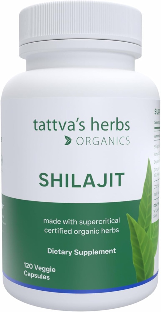 Tattva's Herbs Shilajit Zeliščni dodatek, Shilajit za moške in ženske, Himalajski Shilajit kapsule, Shilajit Extract, 1 Pack, 120 Count, 25 Let Premium Service