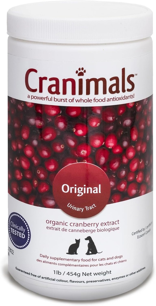 Creanimals Cranberry Powder za pse UTI dodatek 6 mesecev dobava, Preprečuje UTI, Inkontinenca in Struvite kamen, Zamenja antibiotike in recept diete, klinično testiran.