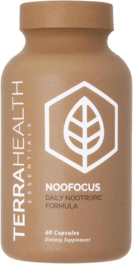 Terra Health Essentials NOOFOCUS - Nootropics Brain Support Supplement with Adaptogene gobe, Alpha-GPC, Gotu Kola, L-Theanine for Focus & Memory - All Natural, 30 Day Supply