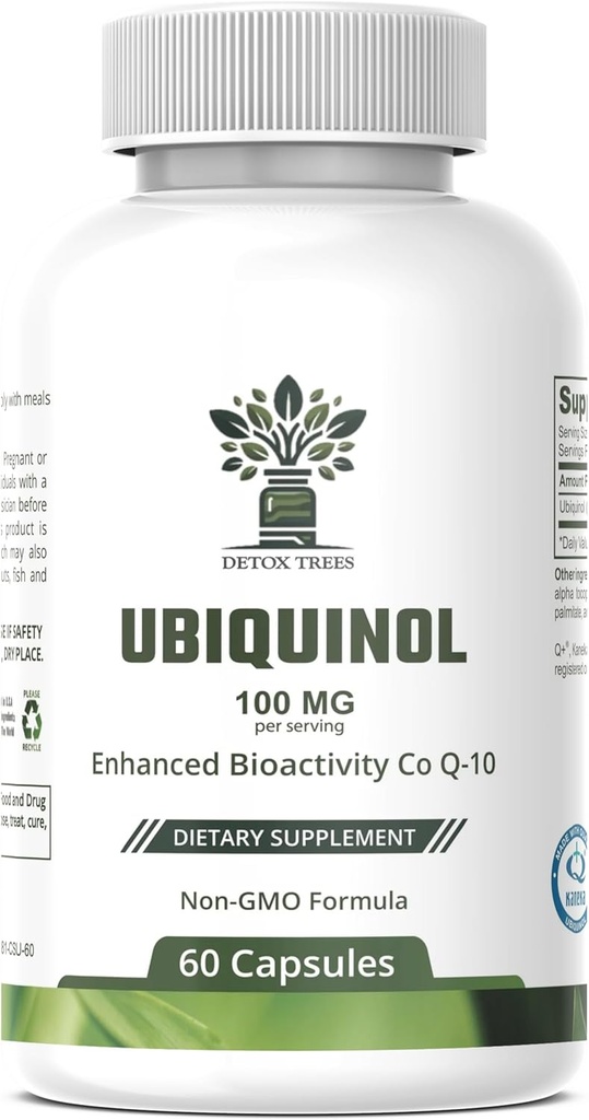 Ubikinol CoQ10 100 mg – izboljšana biološka uporabnost, visoko Absorpcijska dopolnila – ne- GMO, Gluten brez zdravja srca in kardiovaskularne podpore, 60 kapsul