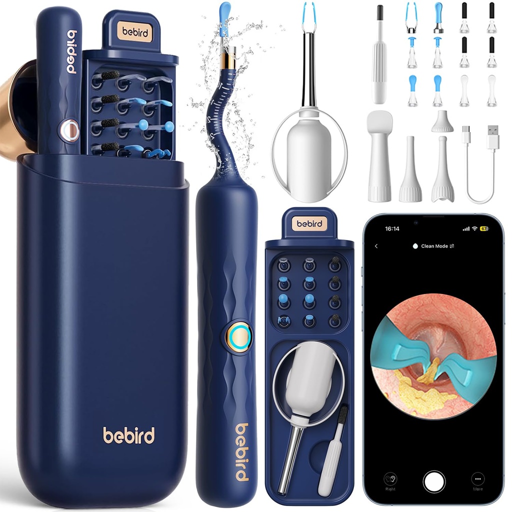 Bebird Earsight Plus D39R Ear Wax Removal Tool Camera, FSA HSA Upravičeni izdelki, Čistilo za ušesa z upogljivim ušesnim fotoaparatom Otoscope, Visual Pick Tweezers Wax Odstranjevalec, Uho čiščenje komplet za družino