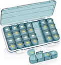 Organizator tablet 4 krat na dan, tablete Box 4 krat na dan 7 dan - Acedada Weekly Medicine Box Organizer z ločenim primerom, Prenosne dnevne tablete vsebnik Dispenser za vitamine, ribja olja, dodatki, modra