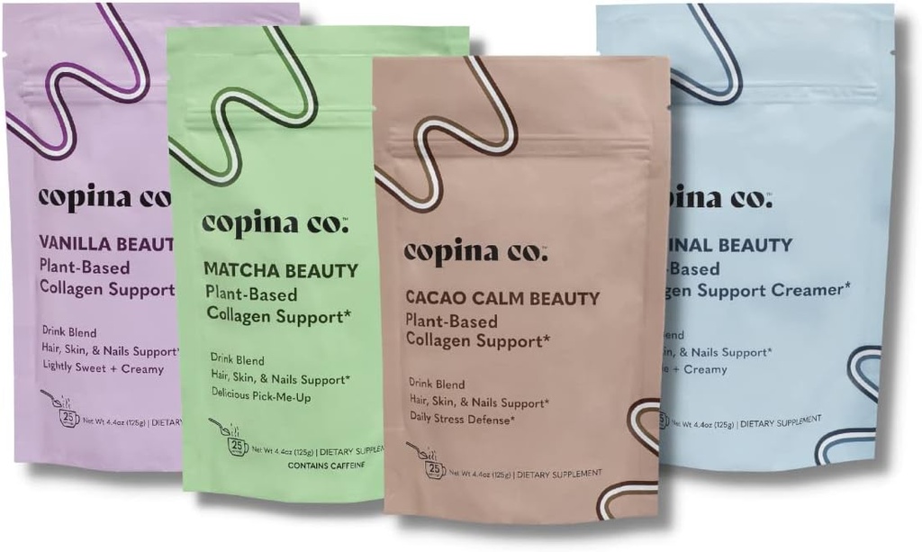 Copina Co. Vegan Colagen Booster Mix: Rastlinski temelji kolagen podpora Smoothie Drink Vegan Mešanica Variety Pack 