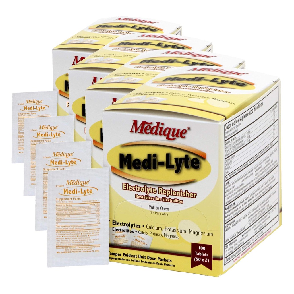 Medique 03033 Medi-Lyte Electrolyte Tablets w/Potassium Chloride for Cramps, 100-Tablets (Pack of 4)