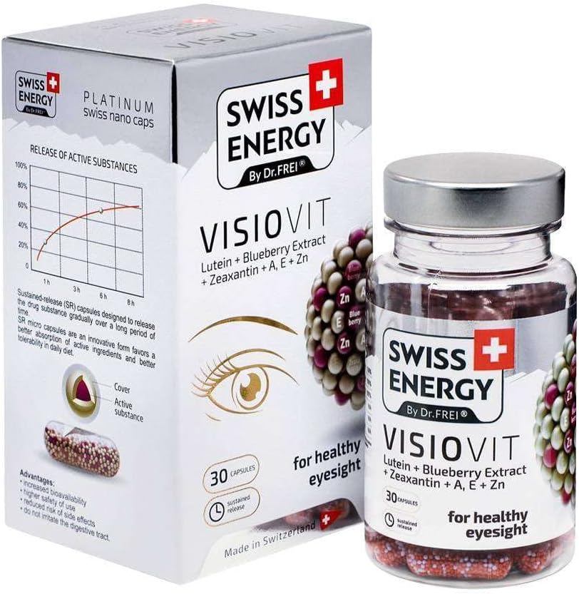 VISIOVIT lutein + izvleček borovnice, za zdravo vid, 30 kapsul trajnega sproščanja