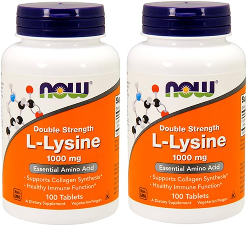 NOW Foods L-Lysine 1000mg, 100 tablet (paket z 2)