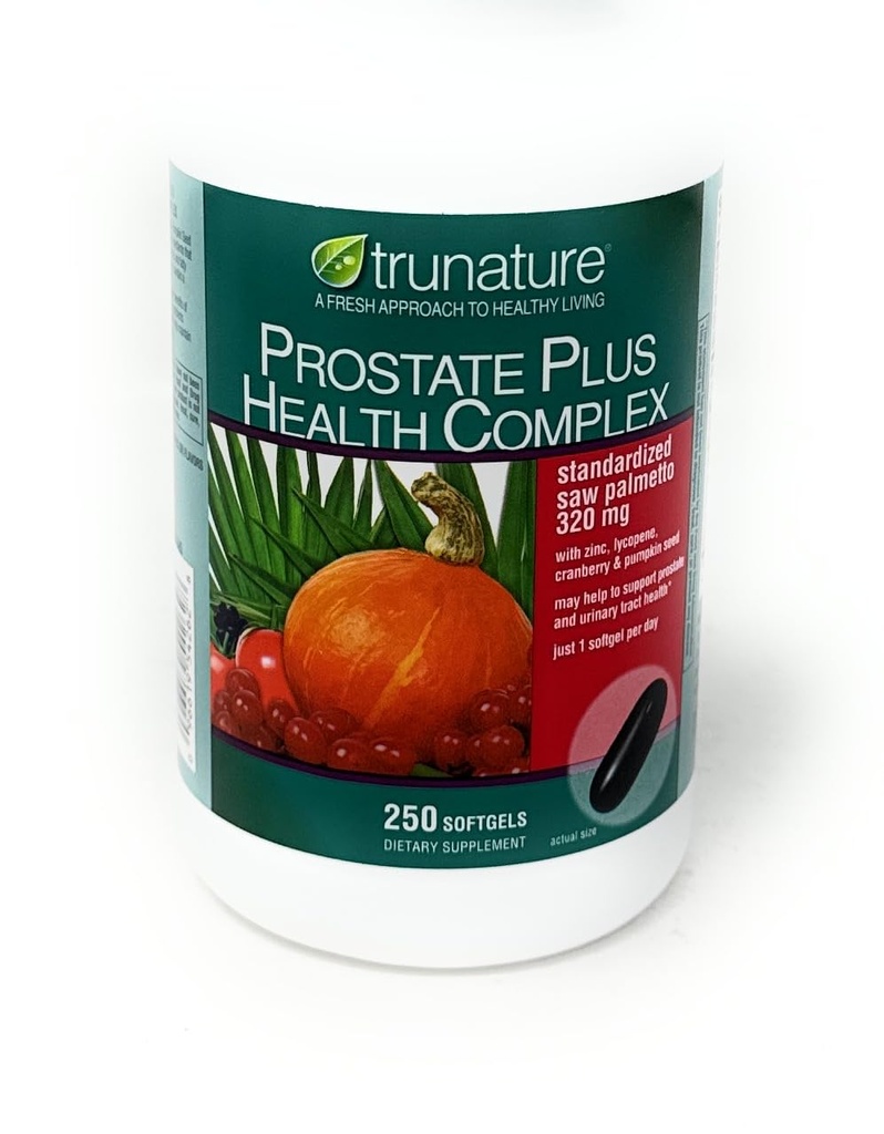 TruNature Prostata Plus Health Complex - žaga Palmetto z cinkom, likopenom, bučnim semenom, brusnica - 250 softgels (1 steklenica)