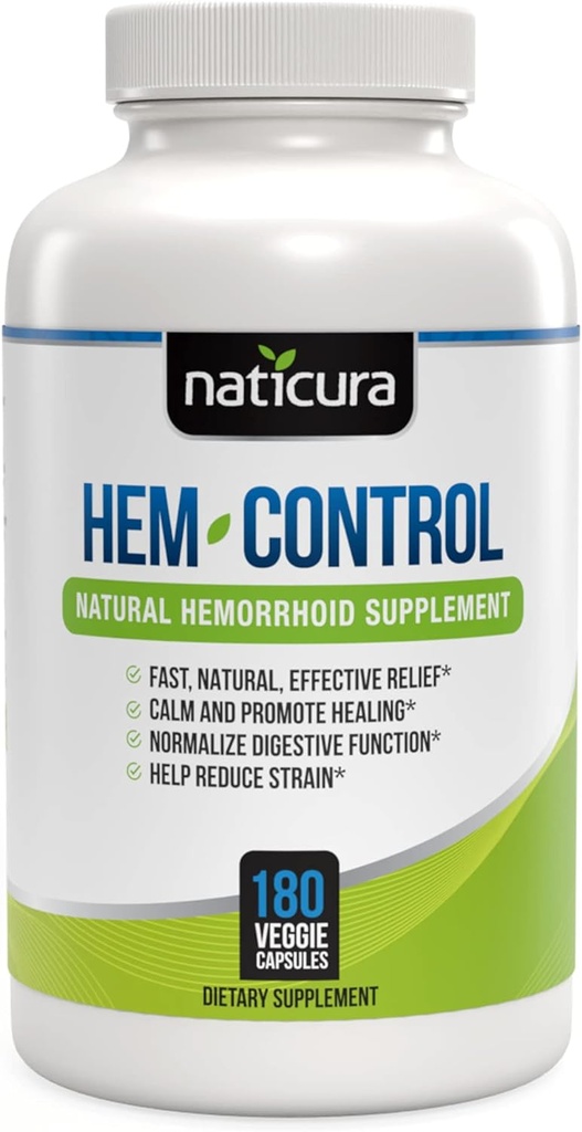 Hem-Control - hitro učinkovito zdravljenje hemorrrhoid dodatek - Močna formula za spodbujanje Symptom Relief, krčenje hemoroidov, lažje nelagodje - 180 Veganske kapsule - Izdelano v ZDA