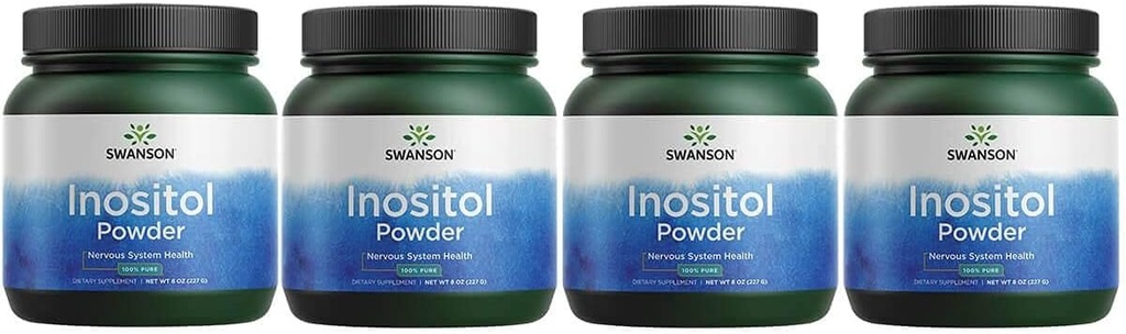Swanson 100% Pure Inositol Powder - Natural Supplement Promotion Focus & Relaxation - Živčna in celična podpora- (8oz) 4 Pack