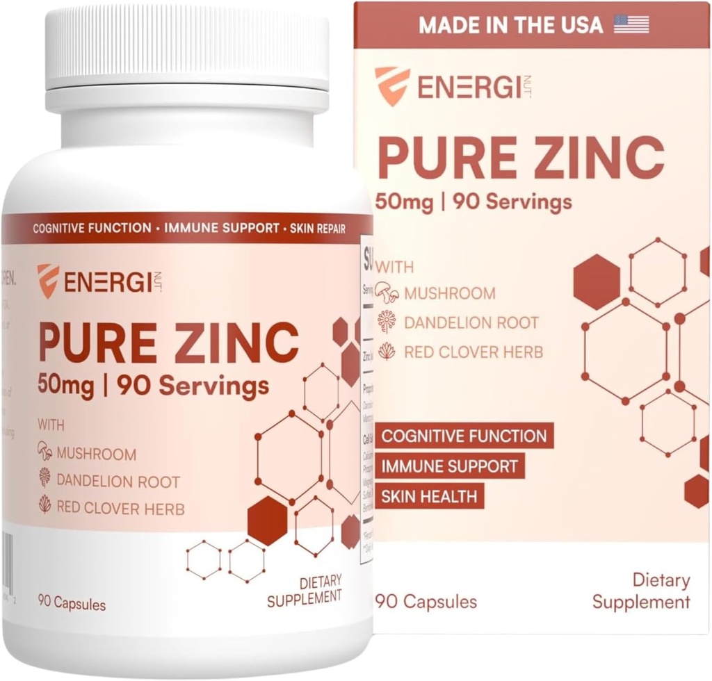 ENERGI cinkova mešanica z vitaminom A, B-3 in B-6, Imunska podpora dodatek z Marshmellow Root, izvleček korenin in goba šitake, 90 Cinkov dopolnila kapsule