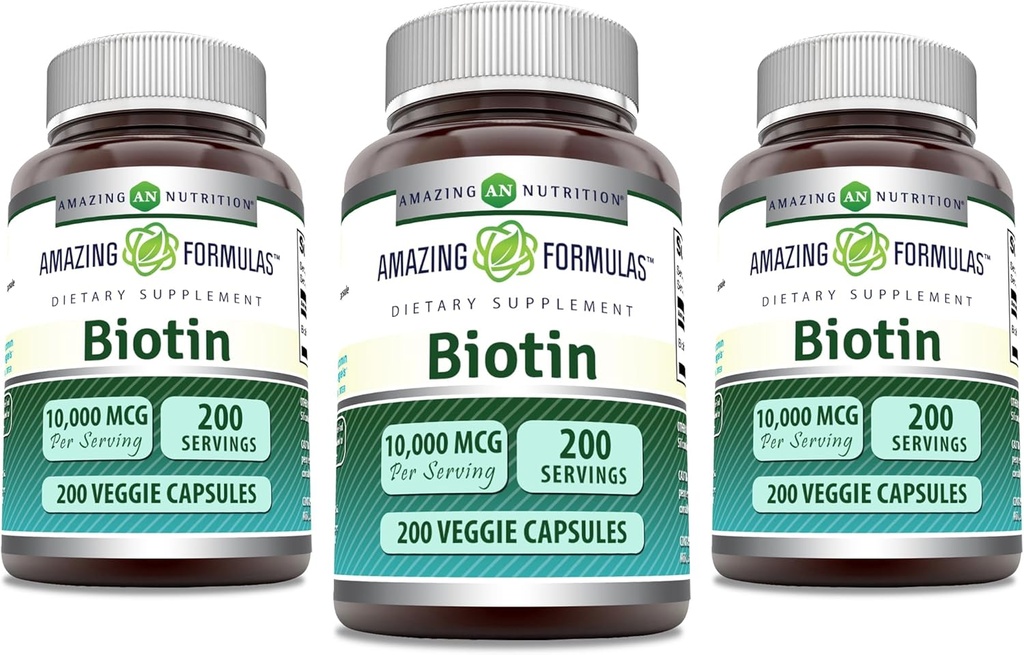 Neverjetne formule Biotin 10000 mcg Veggie kapsule 