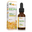 Veganske tekoče kapljice Vitamin D3 K2 (MK7) - 100% na rastlini tekoči vitamin D Ojačan s kokosovim oljem za največjo absorpcijo - 1 serviranje = 1000 i.e. VIT D3 in 200 μg VIT K2
