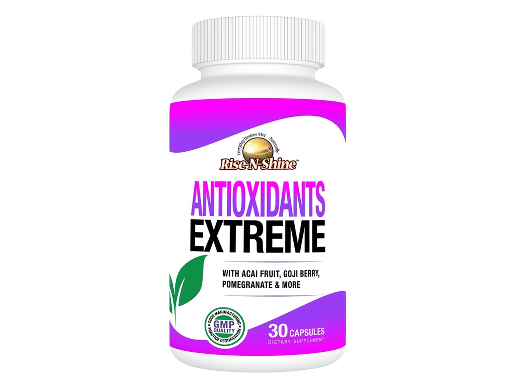 Rise-N-Shine Antioksidanti Extreme dodatek z Acai, Goji jagode, Noni, Mangosteen, Granatno jabolko, Resveratrol, Elderberry in več 30 grof