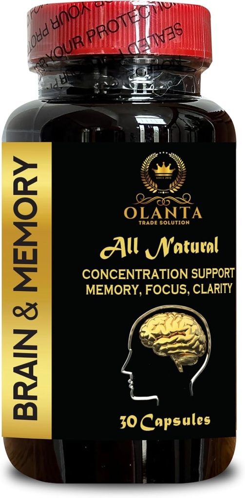 Podpora možganskega spomina - Fokus in podpora koncentraciji, Memory Supplement for Brain Fog Clarity Energy and Recall, Brain Supplement for Memory and Focus - 1 steklenica 30 kapsul