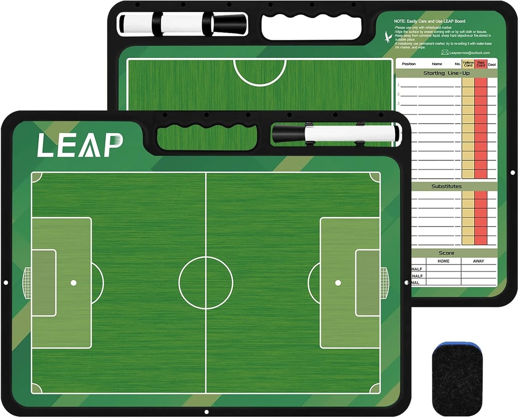 LEAP Coach Board Premium taktično odložišče dve strani s polno & pol igrišča suho izbrizgavanje označevalec odbor za košarko, baseball, nogomet, nogomet, hokej