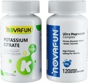 Kalijev citrat 1000mg & Magnezijev kompleks dodatek s 420mg magnezija, dopolnilo za podporo srcu, mišice, živec, zdravje kosti