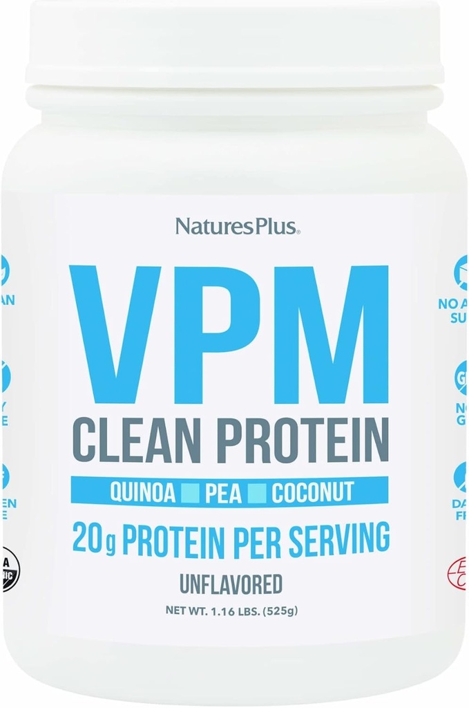 Narava Plus beljakovine VPM, brez arome - 1,16 lbs - z beljakovinami Quinoa, Pea & Coconut - Organske, Veganske, Soy & Gluten Free - 15 Strežnikov