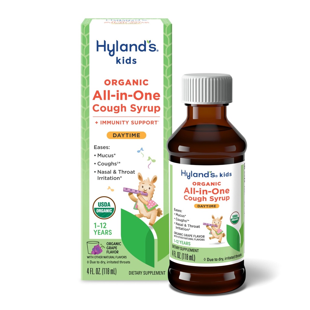 Hylandovi otroci Organic Vsi v enem kašelj Sirup dan - Grozdje