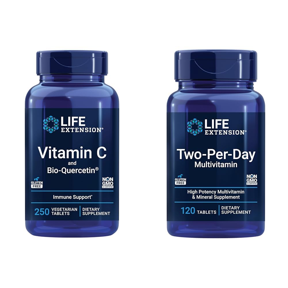 Life Extension Vitamin C & Quercetin Phytosome Plus Multi-vitamin & Mineral dodatek - 250 tablet & 120 tablet