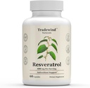 Resveratrol 600mg - Vegan - ne-GMO - podpora zdravo staranje in kardiovaskularno zdravje - bogata z antioksidanti - 60 Zelenjavne kapsule