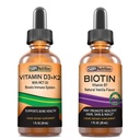 SBR Nutrition D3+K2 and Biotin Bundle Vitamin D3K2 (MK7) Liquid Drops, Peppermint, 1oz | Biotin 5000mcg Liquid Drops, Vanilla 2oz | for Adults & Kids | Non-GMO, Gluten Free