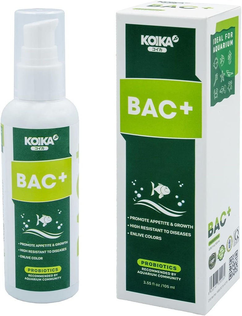KOIKA BAC+ Probiotiki akvarija, povečanje imunosti, odpornost na bolezni in izboljšanje prebavnega sistema (BAC+,105ml)