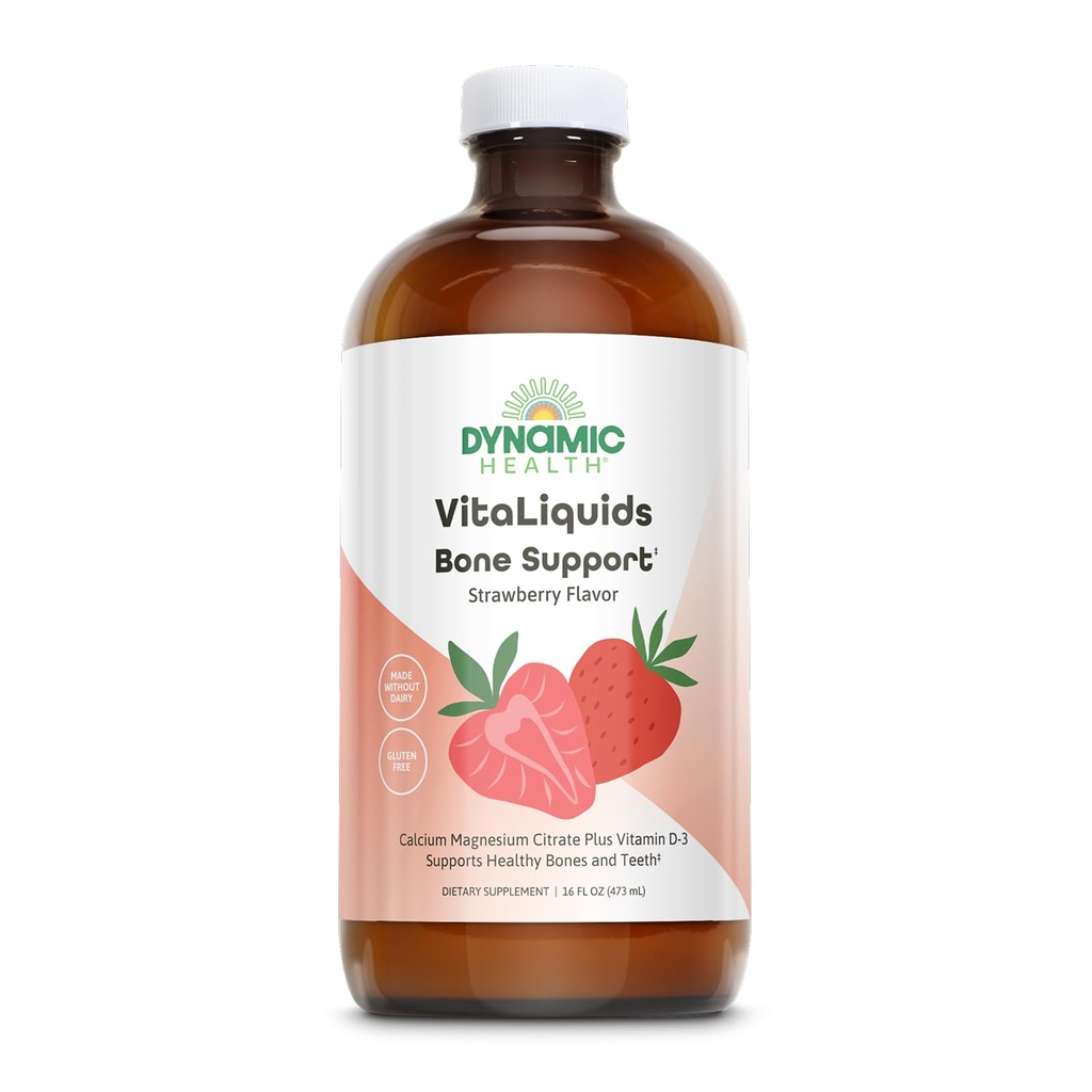 Življenjska podpora kosti, kalcijev citrat, magnezijev citrat in vitamin D-3, Relaksacija, Podpora kosti in mišic Formula, enostavna absorpcija, Made Without Dairy and Gluten Free, Jagodna aroma, Približno 32 Serving, 16 FL OZ