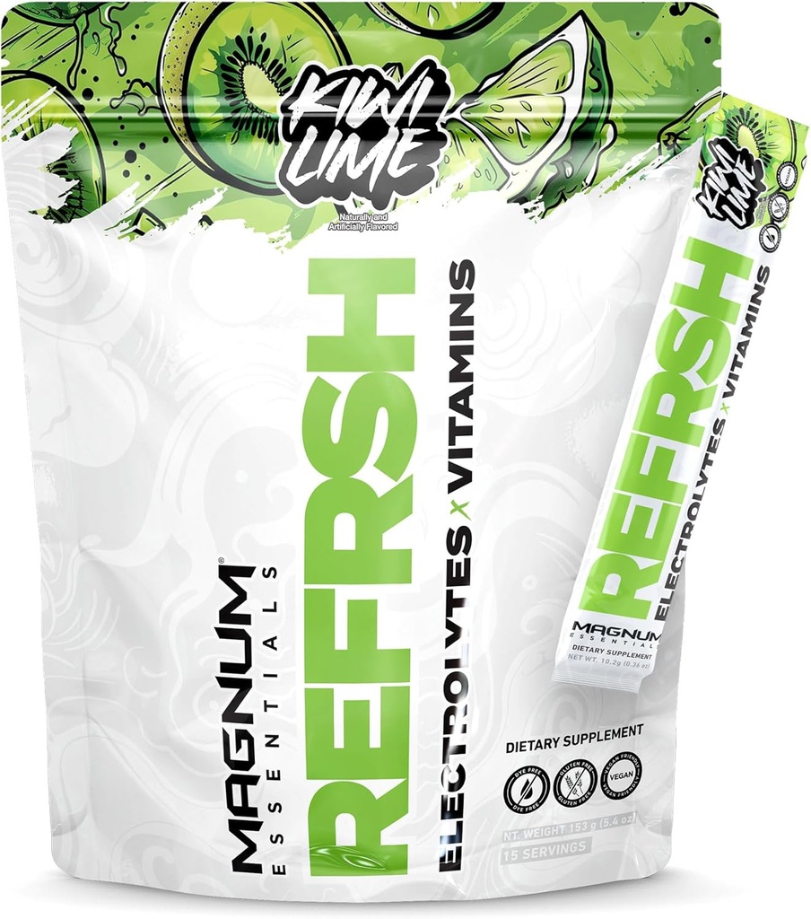 MAGNUM ESSENTIALS REFRSH Elektroliti x Vitamini 15 Serving Bag - Kiwi apne