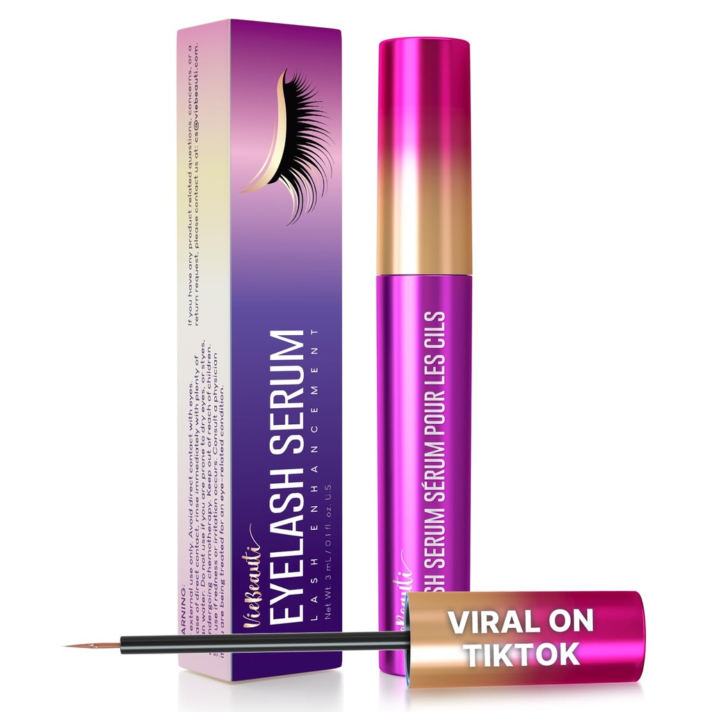 VieBeauti Premium serum rasti trepalnic: Lash izboljšanje seruma z napredno formulo za povečanje daljšo Fuller in Thicker Look Lashes - Vegan & Cruelty-free za občutljive oči 3mL 3-mesečna dobava