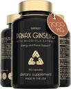 Panax ginseng in Rhodiola Rosea 2000mg - Korejska ginseng visoka jakost 60 Kapsule - Zeliščni dodatek za moške in ženske - Energy Complex z ginseng korena ekstrakt Standardizirani 7% ginsenoside - US Made