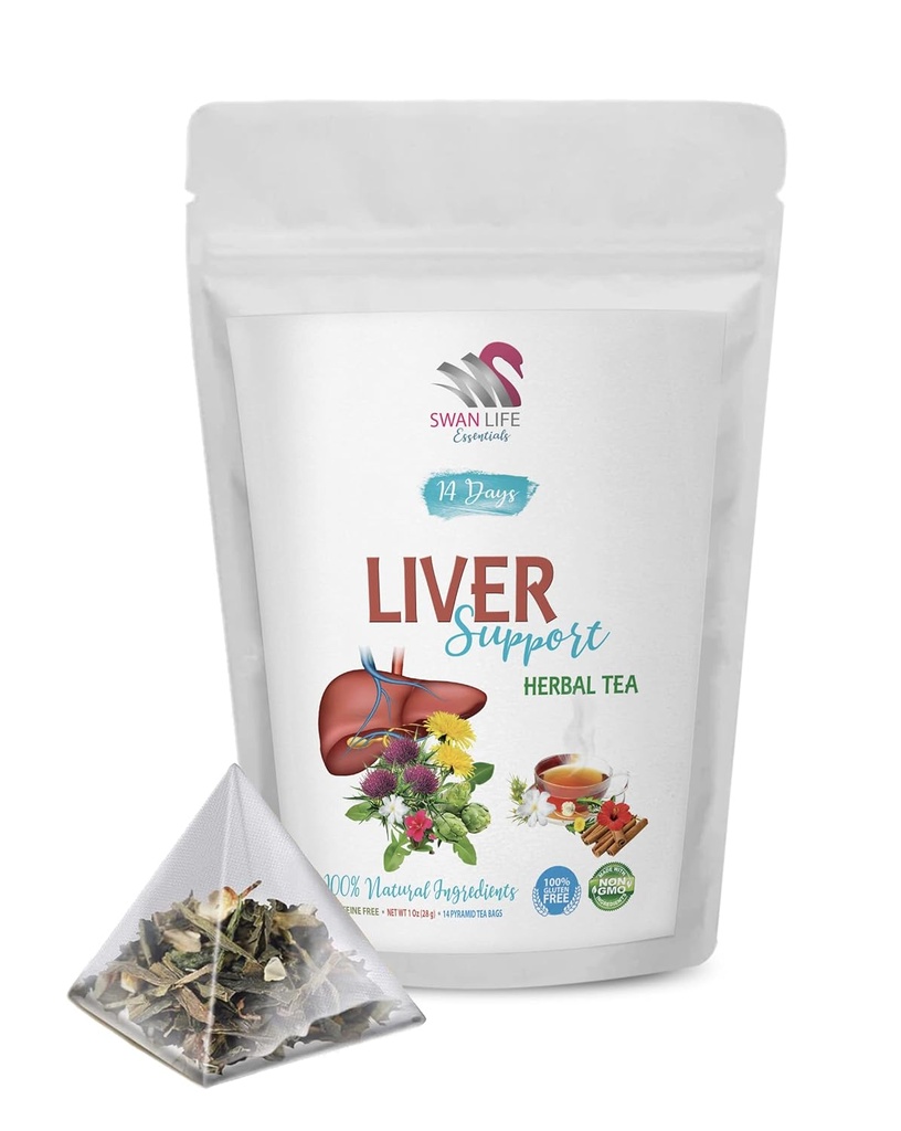 Jetrna detox zelišča - LIVER DETOX HERBAL TEA, 14 dni - burdock koren in regrat čaj, jetrna podpora čaj organski, jetra detox čaj kofein brezplačno, jetra očisti detox in popravilo zeliščni čaj, 1 Pack 14 vrečk