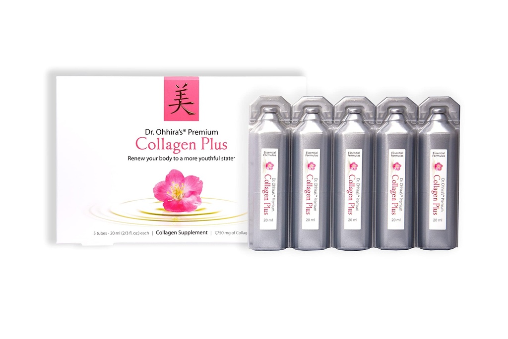 Premium Collagen dr. Ohhira. Tekoči kolagenski dodatek z 7,750 mg kolagenskih peptidov, Plus češnjev cvetni ekstrakt in na rastlinah temelječi probiotični koncentrat, 5 pakiranj