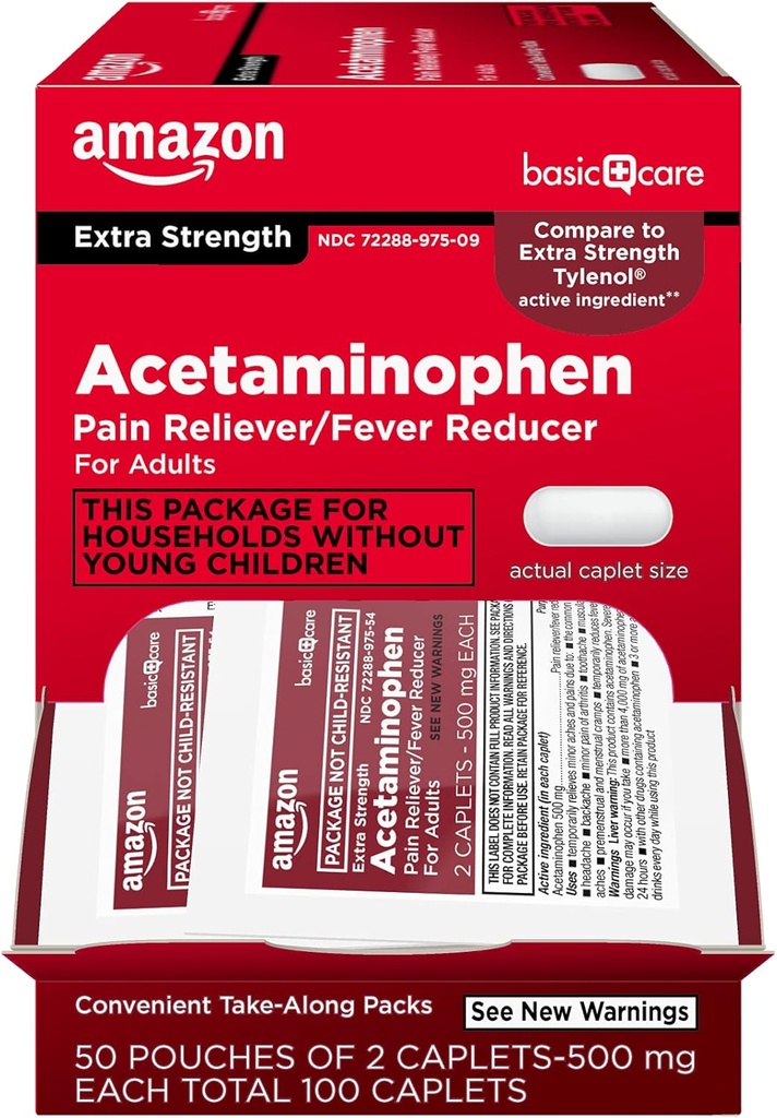 Osnovna nega - ekstra moč Acetamofen Kaplet 500 mg, 100 Število ( 50 vrečk 2 kapete )