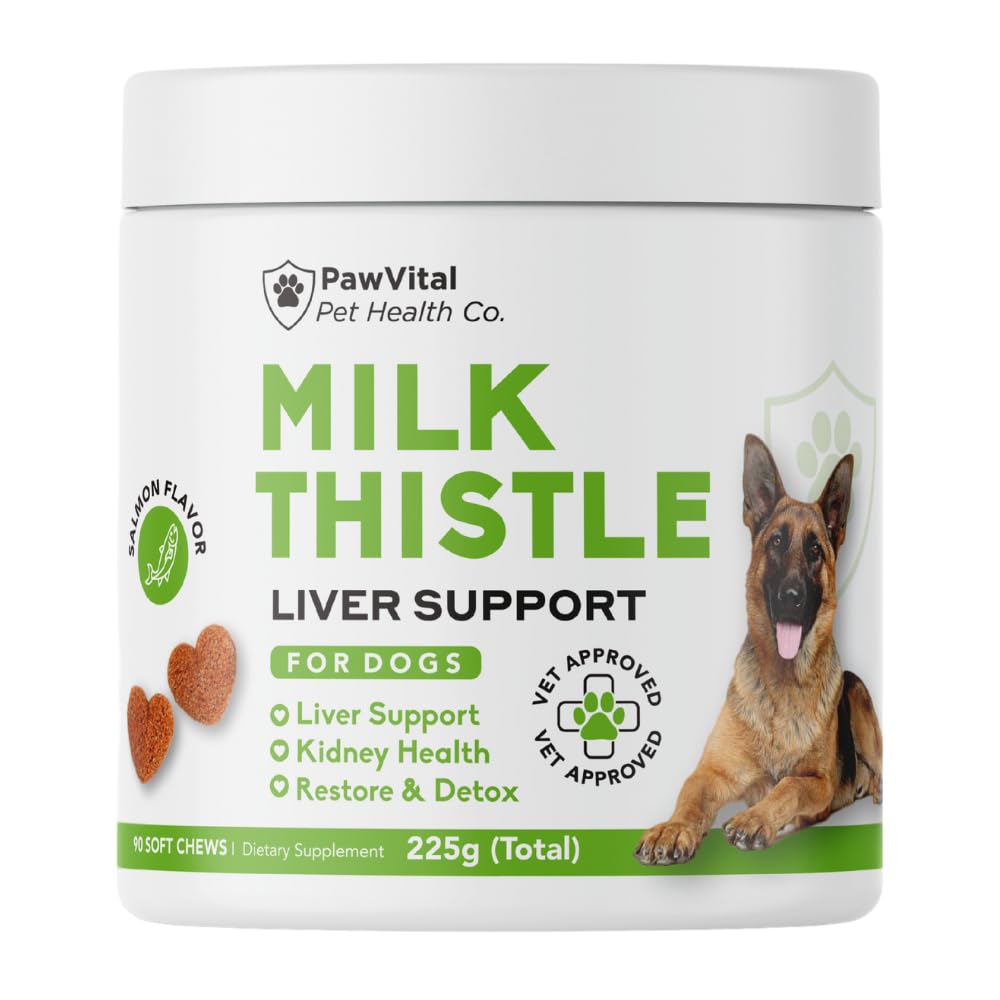 Mlečni osat za pse - največja moč Jetrna podpora Chews, Wild Aljaska Salmon Oil & Curcumin - Ledvični Detox & Jetrna podpora - Naravni Jetrna podpora Chews Made with Real Chicken, Choline & NAC