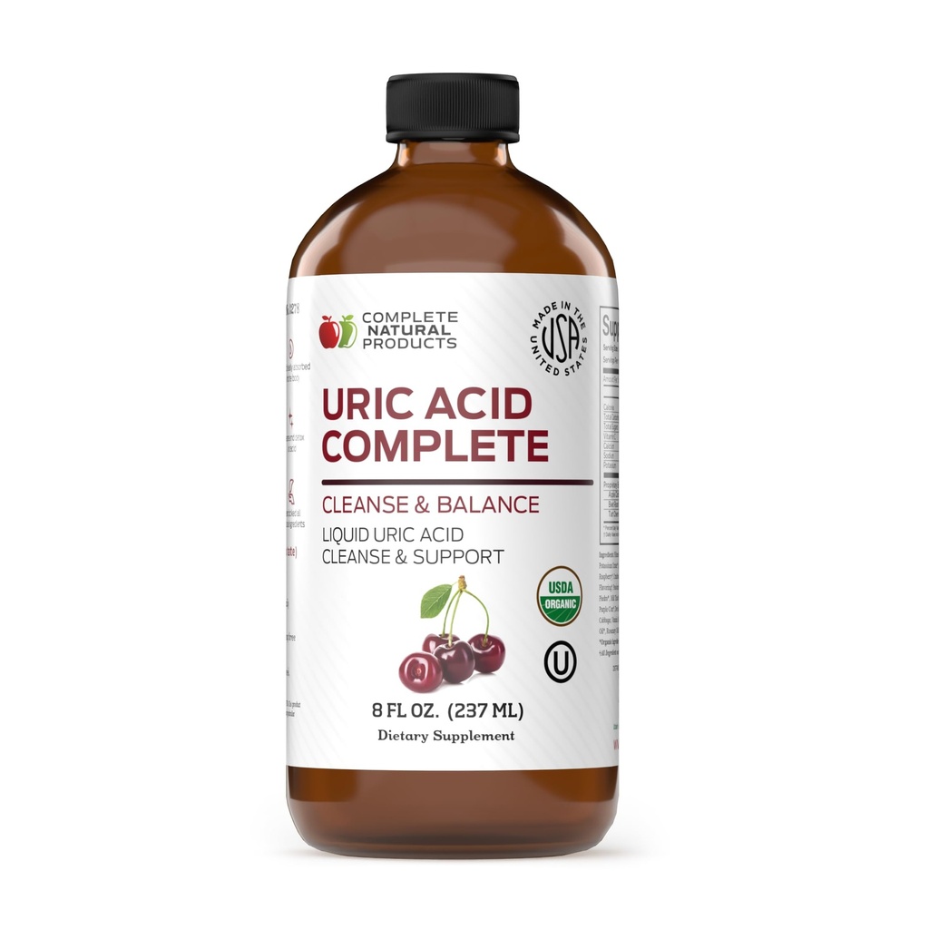 Popolni naravni izdelki sečna kislina popolna - 8oz Tekoči dodatek za podporo čiščenje sečne kisline, zdravje ledvic in cirkulacijo z Apple Cider Vinegar, Tart Cherry, & Beet Root.