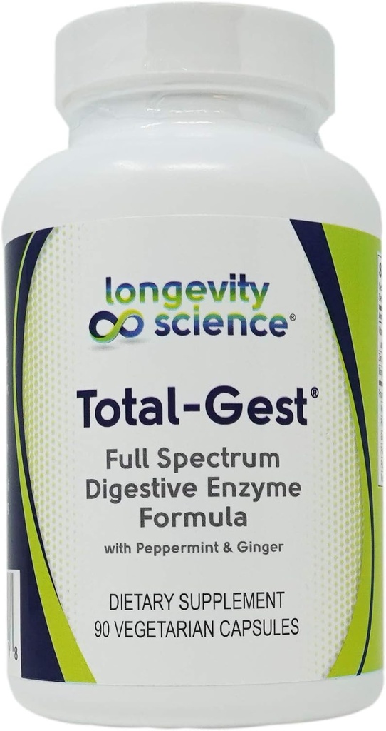 Dolgoživost Science: Total Gest Full Spectrum Digestive Enzyme Formula 90 Vegetarijanske kapsule