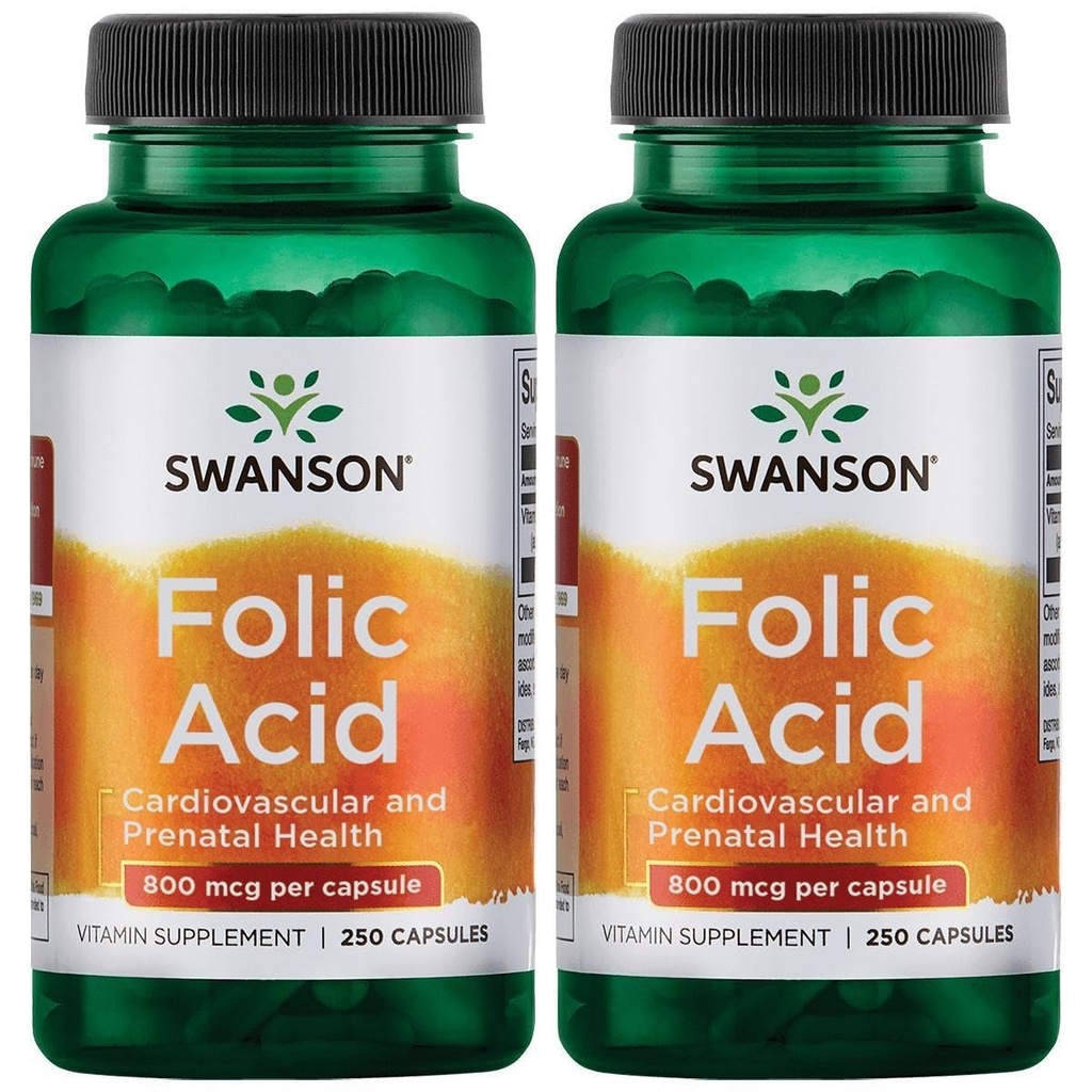 Swanson Folna kislina 800 mcg (1vitamin 335 mcg Dfe Folat) 250 kapsul (2 pakiranji)