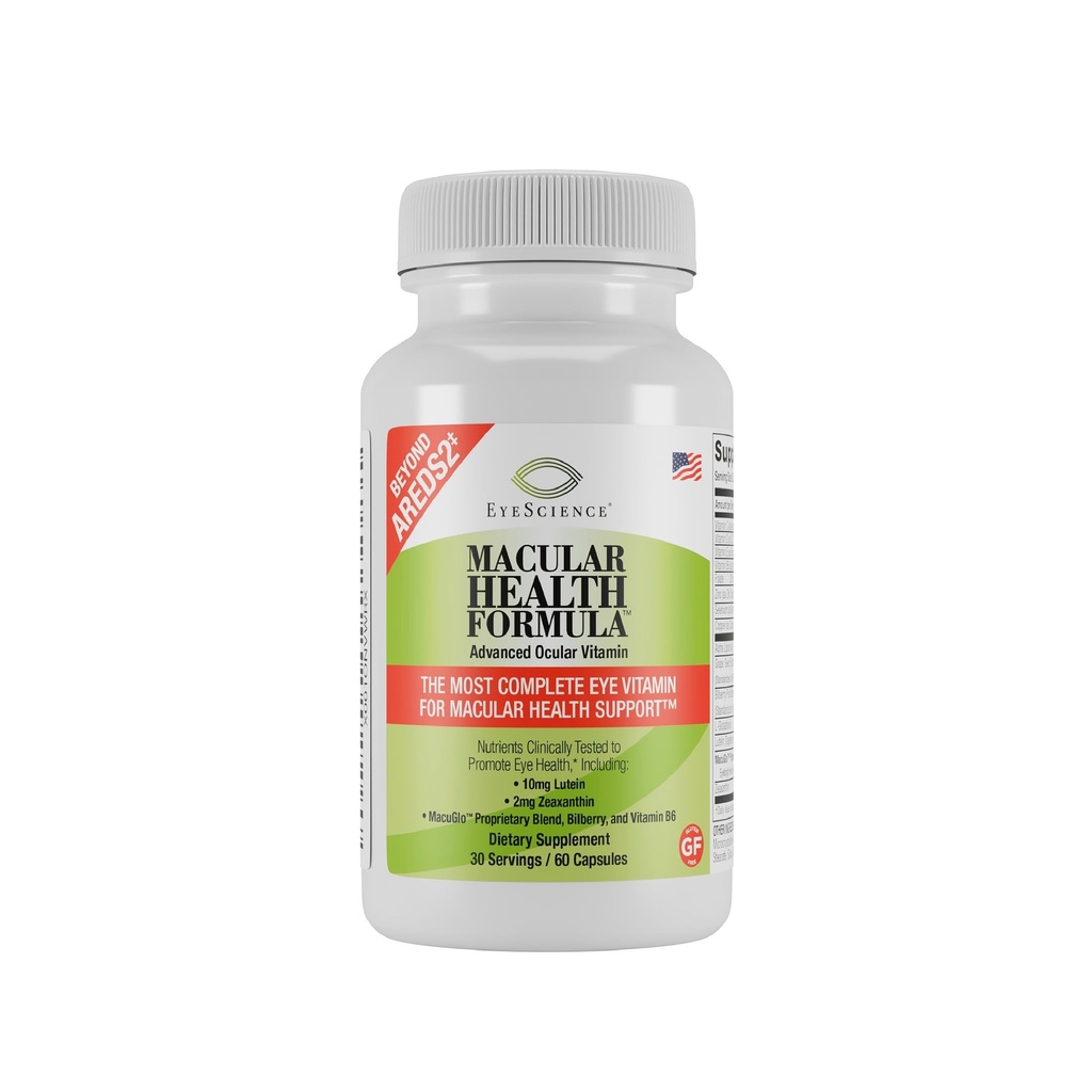 EyeScience Makular Health Formula Napredni Okular Vitamin - ki vsebuje Lutein, Zeaksantin, Billberry, & Vitamini C, D, E, & B6 (30 dnevna dobava)