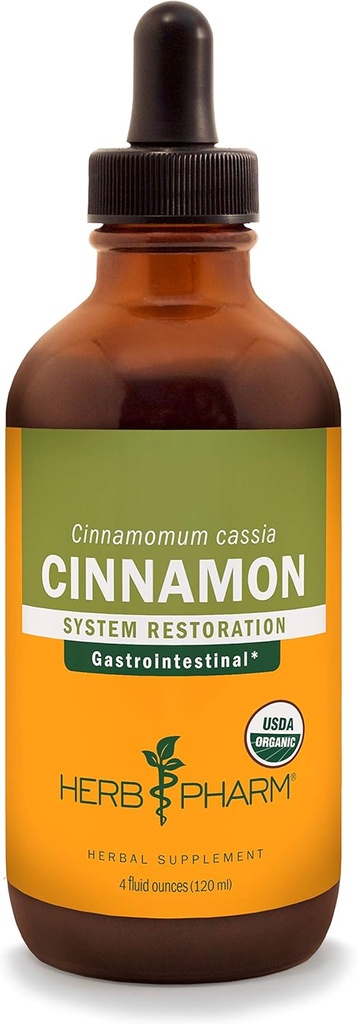 Herb Pharm Certified Organic Cinnamon Tekoči ekstrakt za kardiovaskularno in cirkulacijsko podporo - 4 Ounce