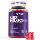 Melatonin Gummies 10mg 20mg za odrasle, Melatonin 10 mg na Gummy z Ashwagandha, Magnezij Glycinate, GABA, L-teanin, Valerian Root in Lemon Balm, Rest Support Supplement, Grozdna aroma, 60 Cts