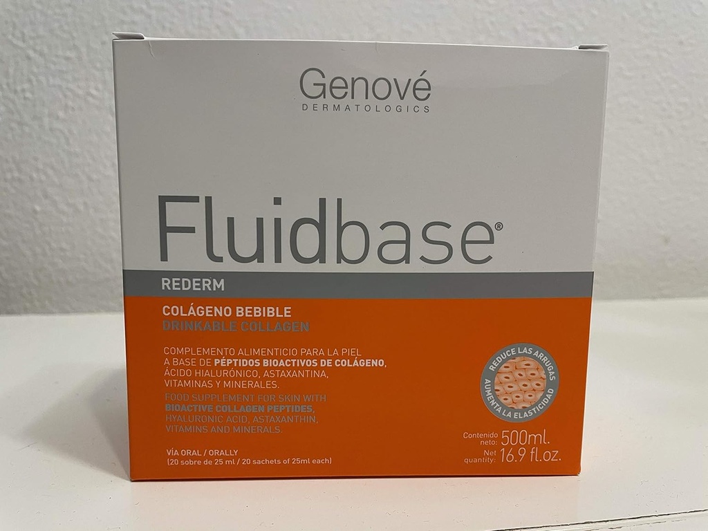 Fluidbase® Rederm Kolagen 20 vrečk po 25 ml Vsaka. Colágeno Bebible