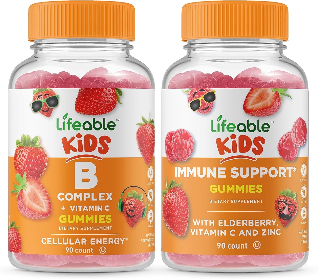 Življenjski B kompleksni otroci + Imunska podpora Otroci, Gumies Bundle - odlično degustacijo, Vitamin dodatek, Gluten brezplačno, GSO brezplačno, Žvečljivi Gummy