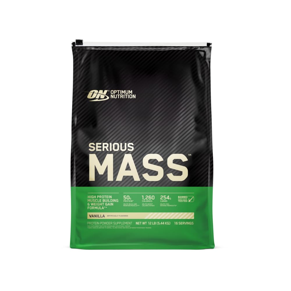 Optimum Nutrition Resni Mass Hujšanje Protein Powder, Vitamin C in cink za podporo imunske, Vanilla, 12 Pound (Packaging May Vary)