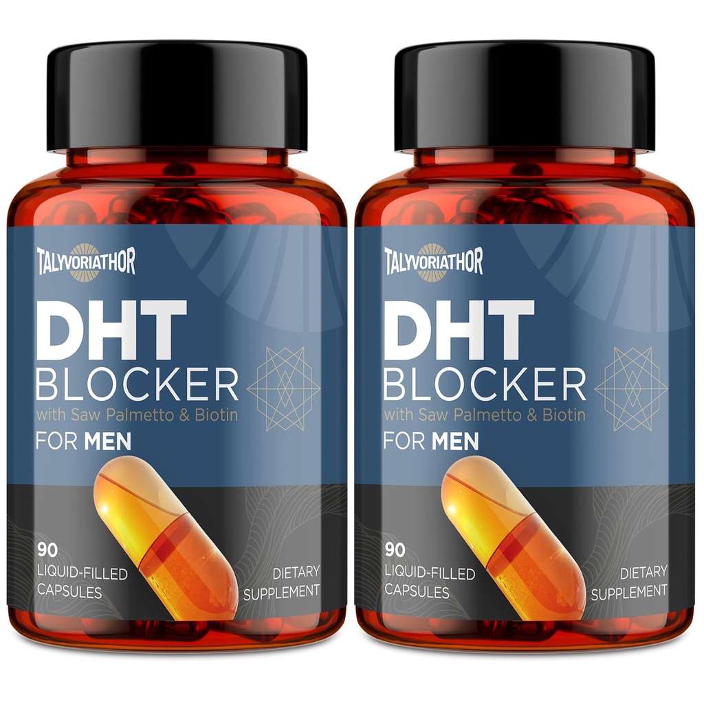 DHT blokator za moške z žago Palmetto & Biotin, formula rasti las v kapsul, napolnjeno s tekočino, izpadanje las dopolnila, vitamini za ponovno rast las, Zaščitne zeliščne mešanice - 90 kapsul(2 steklenica)
