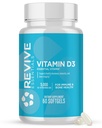 Revive MD Vitamin D3 dodatek, 5000 i.e. - Visoka jakost holekalciferol za imuno podporo, kalcijeva absorpcija, zdravje kosti in mišic - ne-GMO prehranska dopolnila brez polnil - 60 softgels