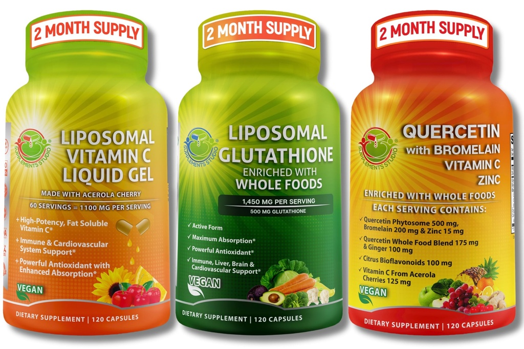 Liposomski vitamin C 1100mg Tekoči gel Kapsule - Mešanica z - liposomski glutation 500mg dodatek, Master Antioksidant & Razstrupljanje & Quercetin z bromelain vitamin C in cink