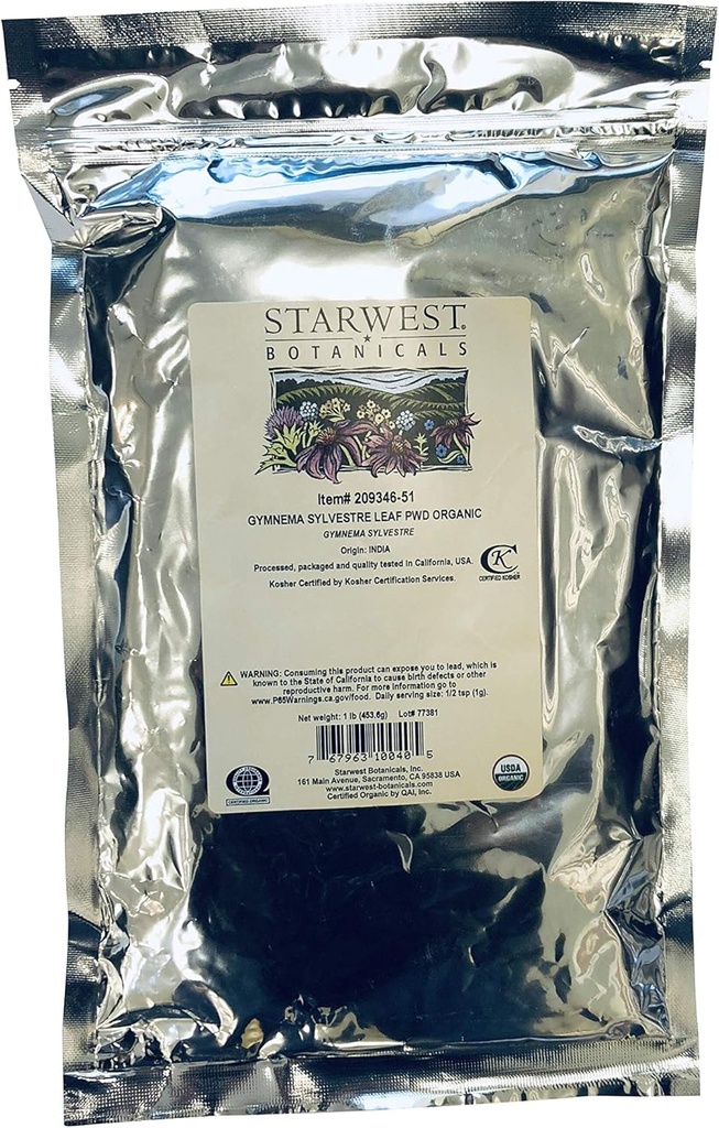 Starwest Botanicals Organic Gymnema Sylvestre Leaf Powder, 1 funt