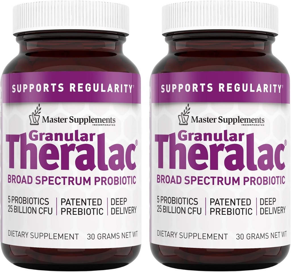 Master Supplements Granular Theralac - 1,05 oz, paket 2 - Multi-Strain probiotic prašek za Optimal Gut zdravje - Odlično za otroke - Vegan, Gluten brezplačno - 80 Total Servings