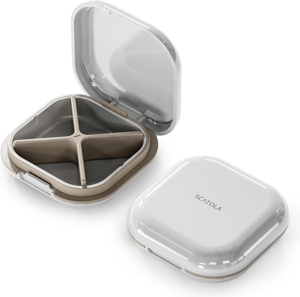 Majhne tablete, potovalne tablete Box, Prenosne tablete Organizator, Tablete Vsebnik za žep 4 Kompartmenti, Daily Compact Travel Medicine Imetnik za vitamine Medication (Svetlo siva)